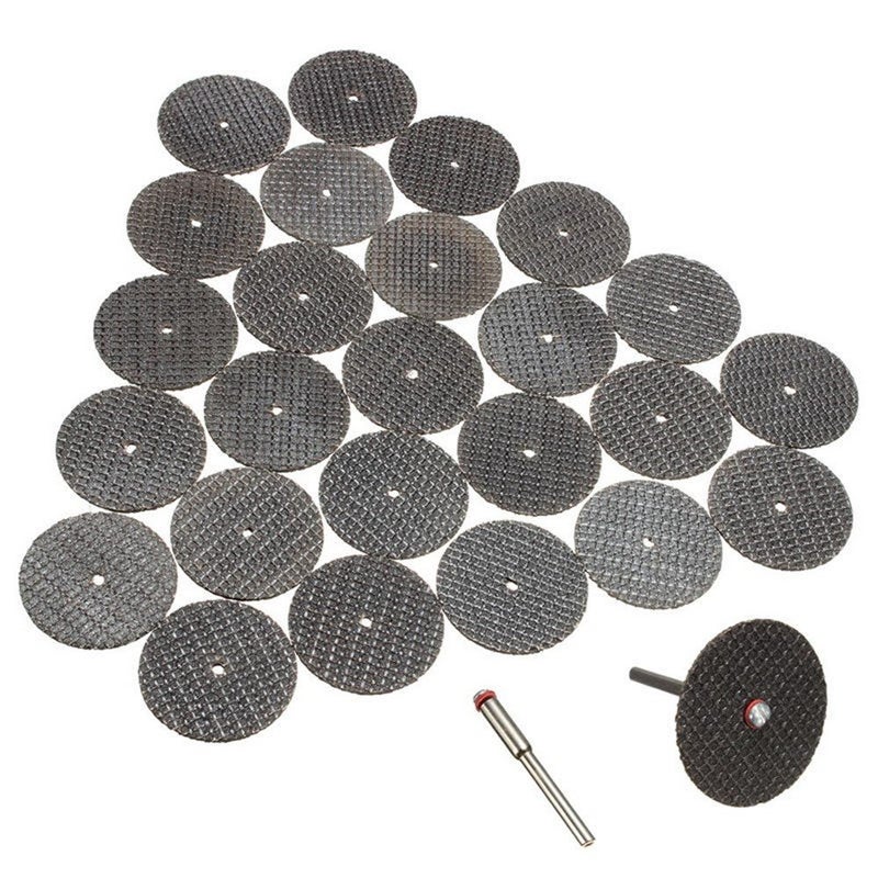Drilax Rotary Tool Cutting Discs for Metal 25 Pcs Cut Off Wheels for Rotary Cutting Tool, Double Fiberglass Reinforced Cut Off Tool Set with 2 Pcs Mandrels Compatible with Dremel Cutting Discs - Image 1